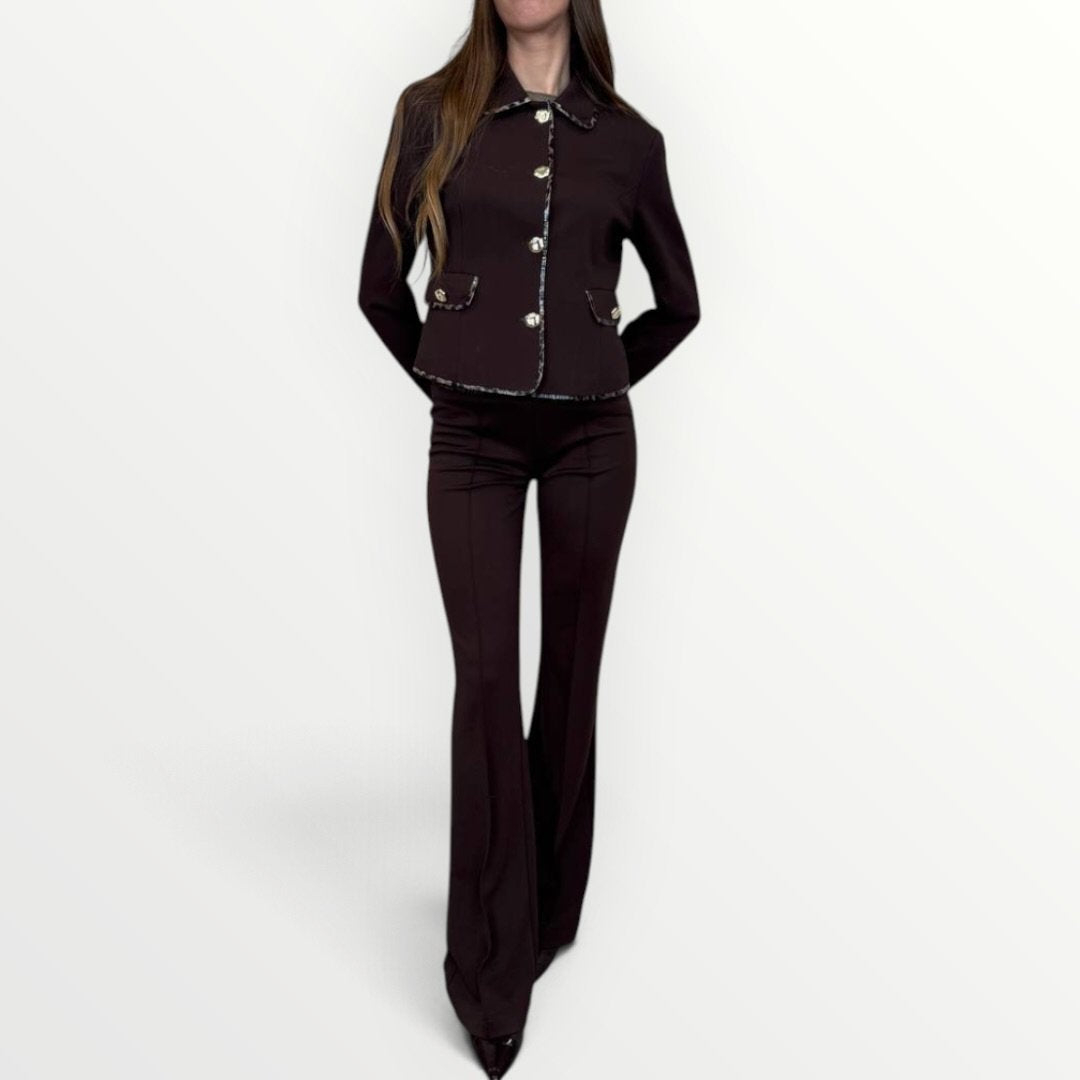 FRACOMINA - PANTALONE CON INSERTI IN ANIMALIER LUCIDI
