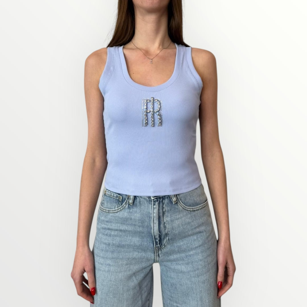 FRACOMINA - CANOTTA SLIM CON LOGO DI BRILLANTI