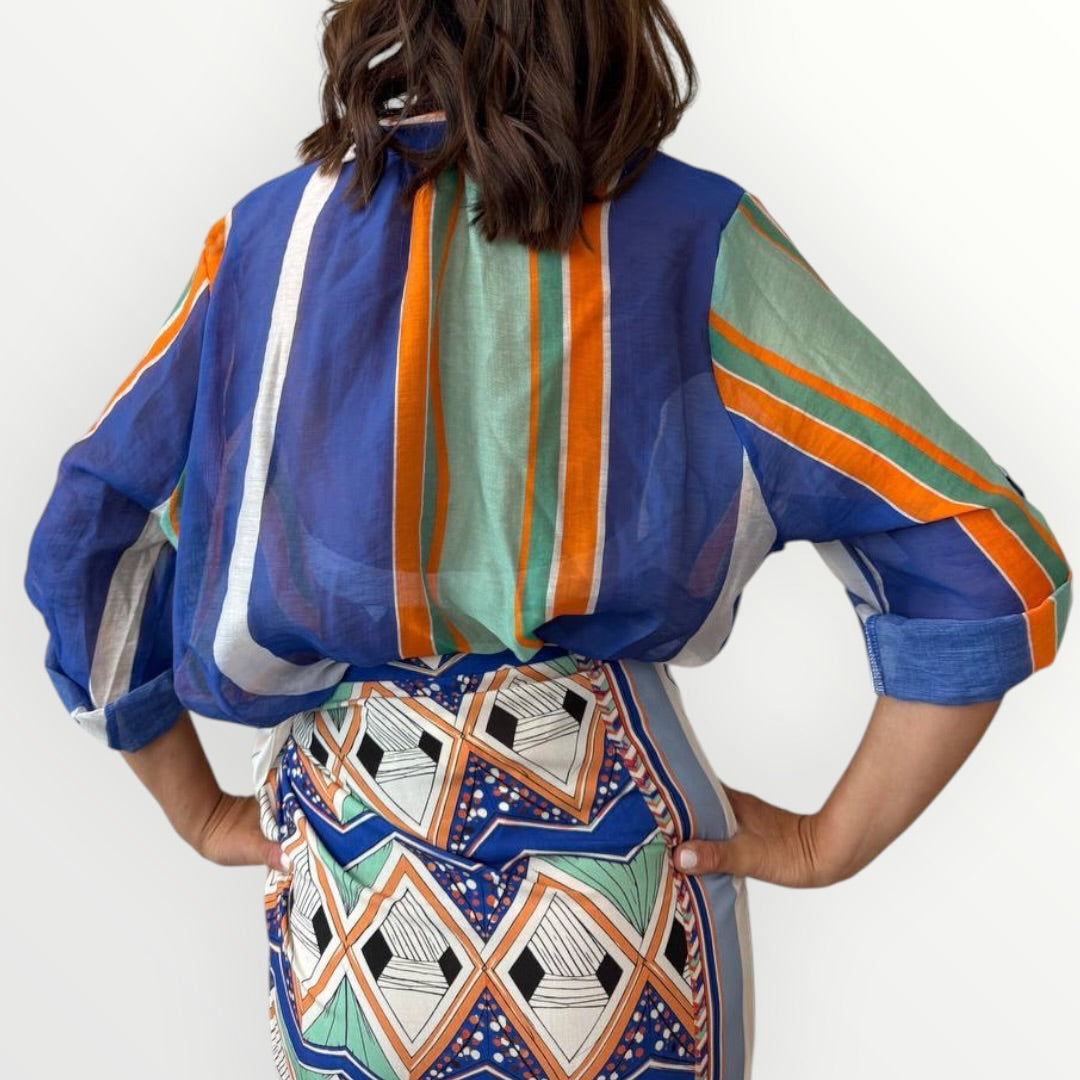 HAVEONE - CAMICIA RIGATA ALLA COREANA