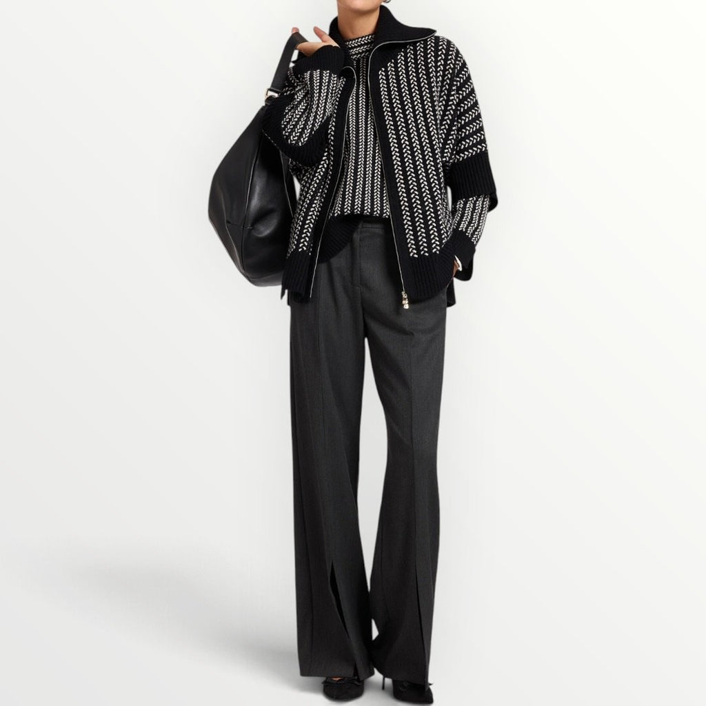 ELENA MIRO' - CARDIGAN A TRECCE CON ZIP