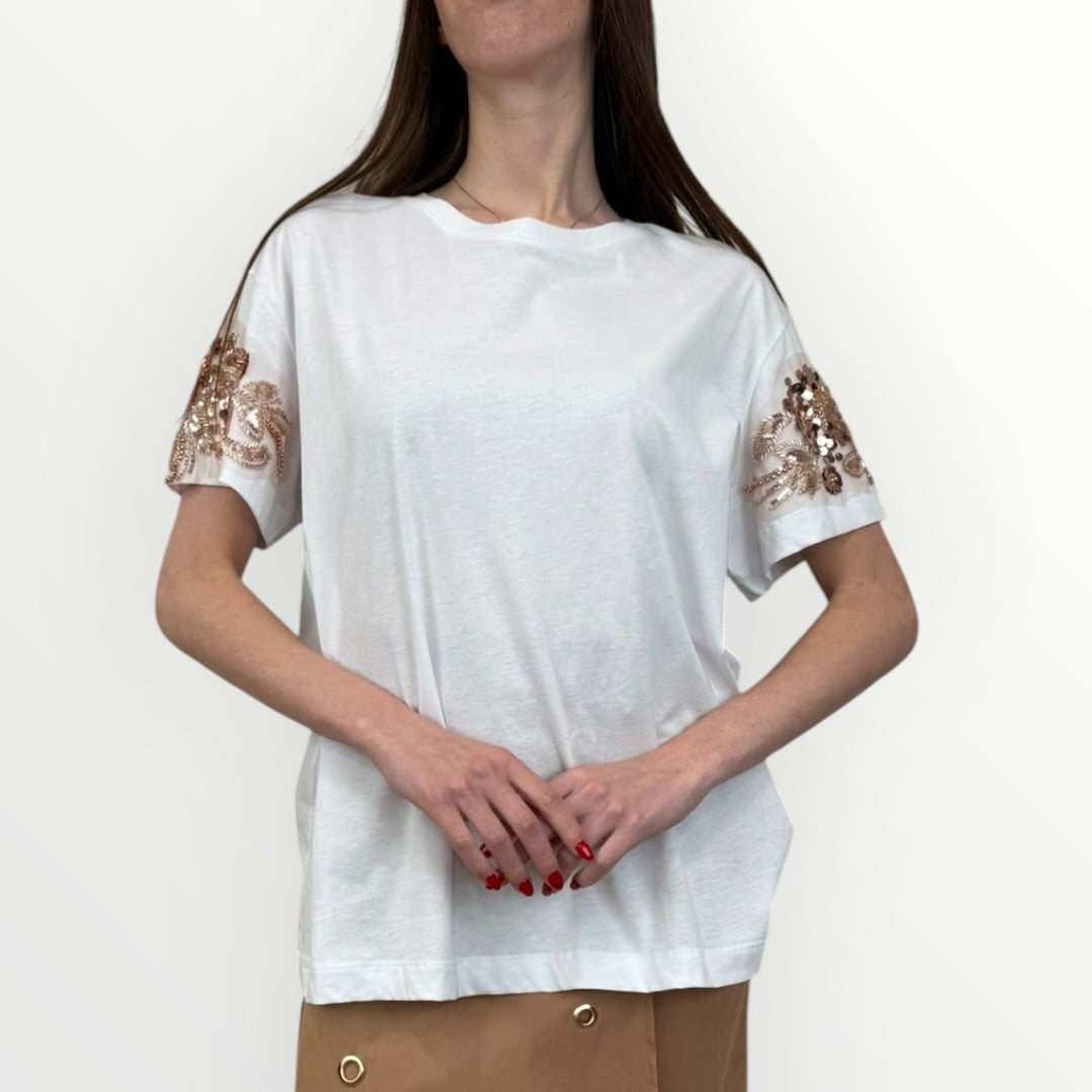 MOTEL - T-SHIRT A MANICA CORTA CON PERLINE