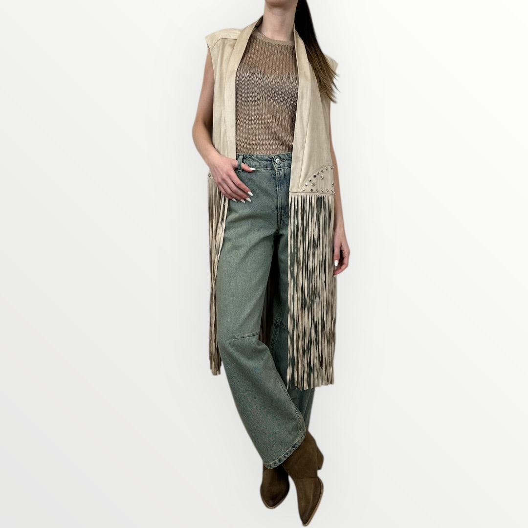 HAVEONE - GILET CON FRANGE