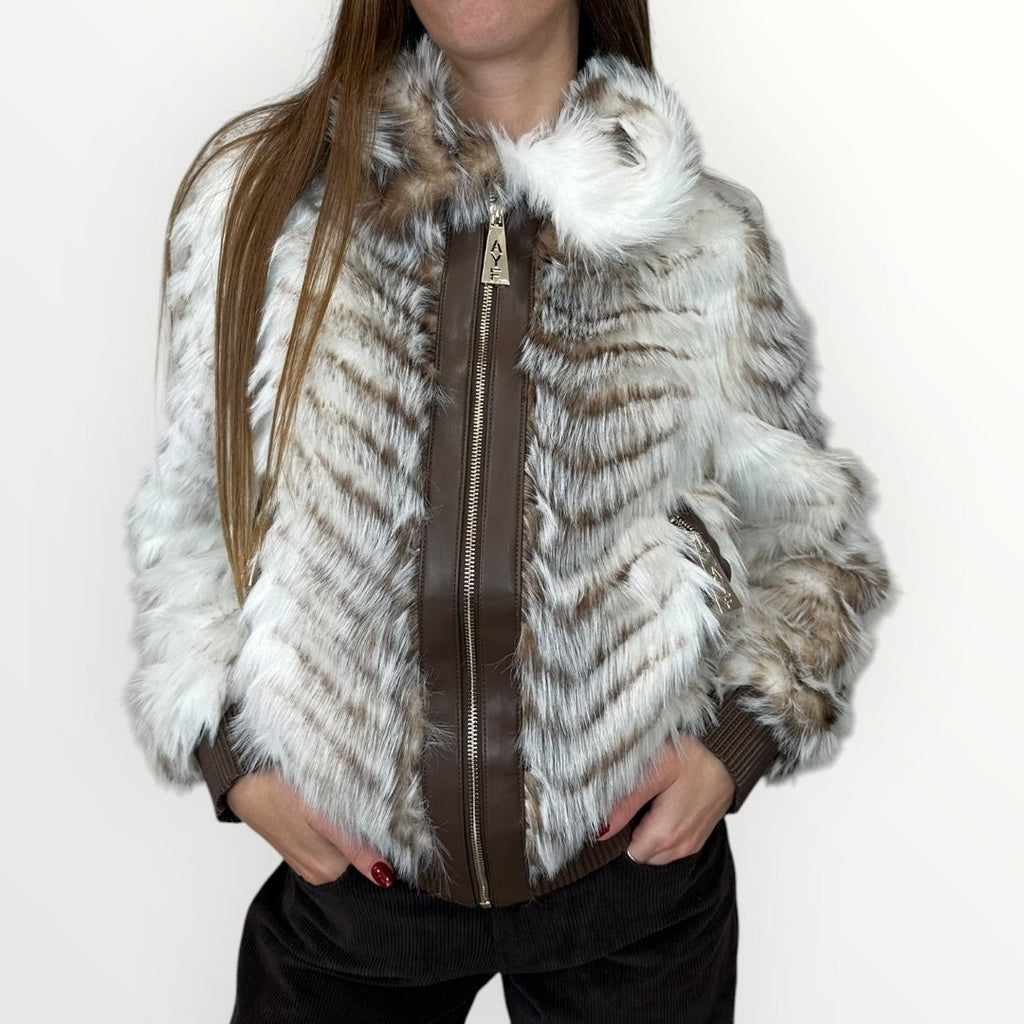 AYFEE - GIACCA IN ECO-PELLICCIA CON INSERTI IN PELLE